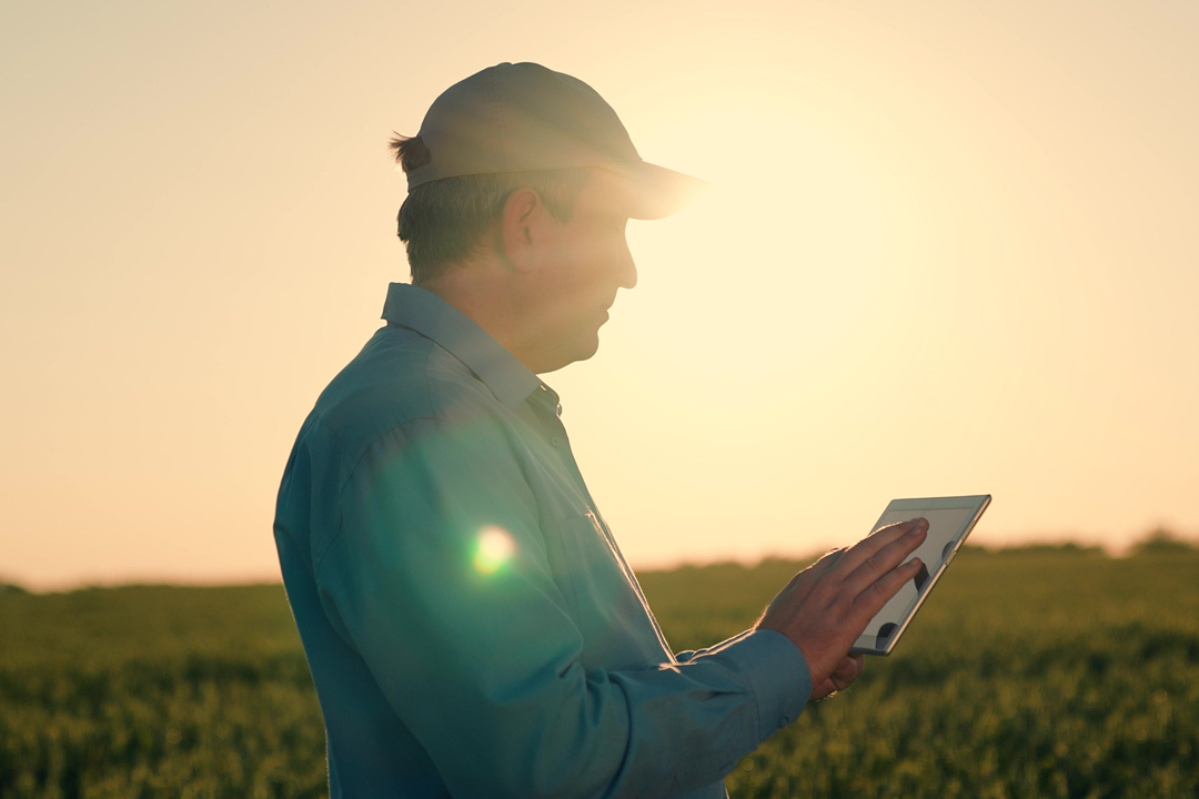 Homem do campo com tablet